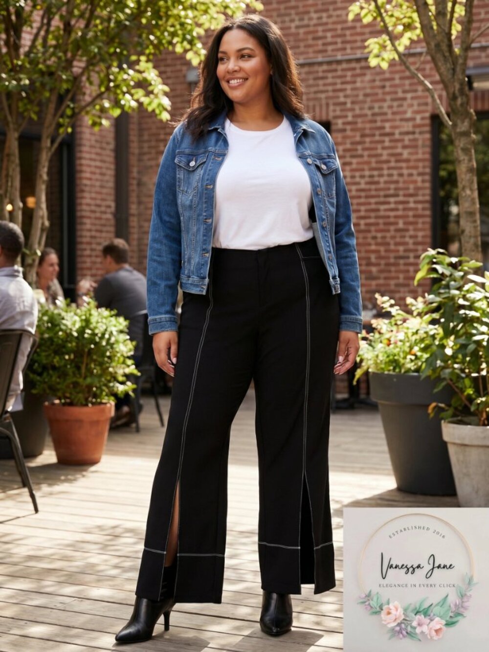 INC Womens Plus Size Contrast Stitch Wide Leg Pants, Size 26W